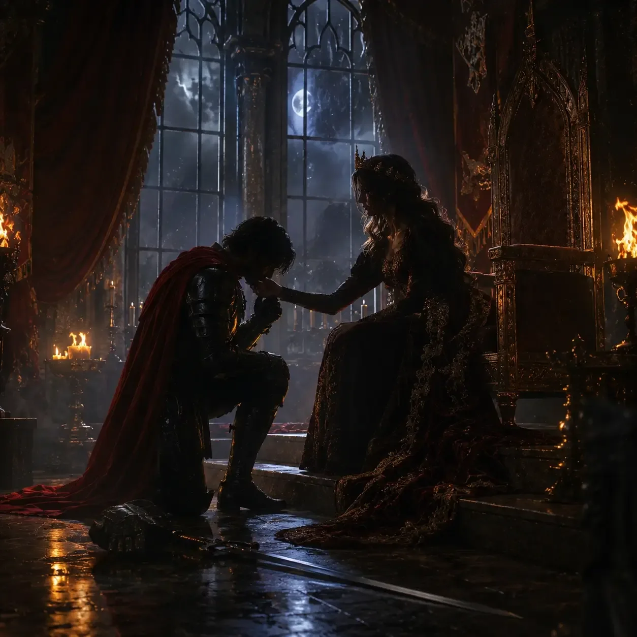 A knight and a queen